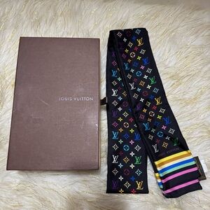 Louis Vuitton x Murakami Black Scarf with Multicolor Stripes
